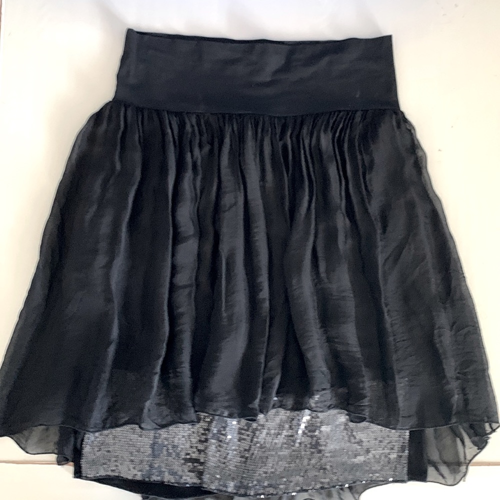 SILK BODYCON MINI WITH CHIFFON OVERLAY AND SEQUIN BORDERED HEM NEW NWT